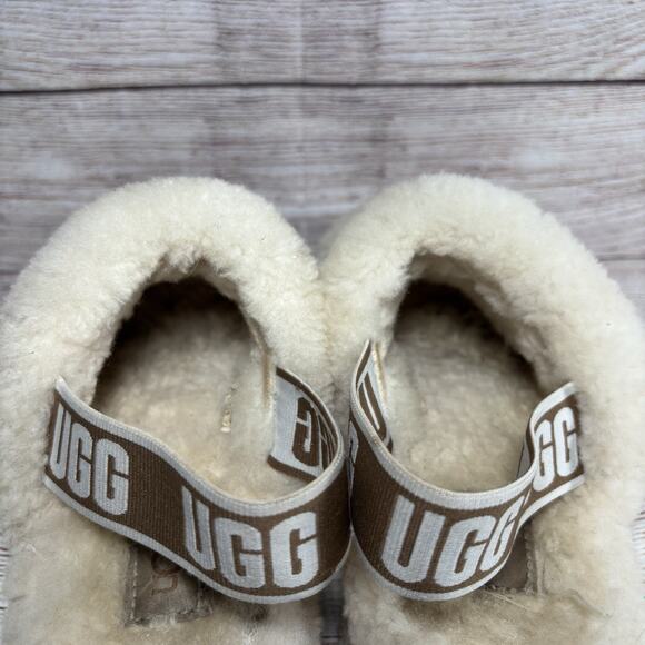 UGG Fluff Yeah Womens Size 6 Slide Sandals Slingback Slippers Cream Sheepskin - Picture 6 of 10